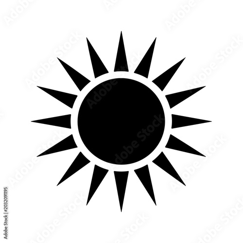 Bright Sun with Sharp Rays Icon for Weather and Energy Symbol