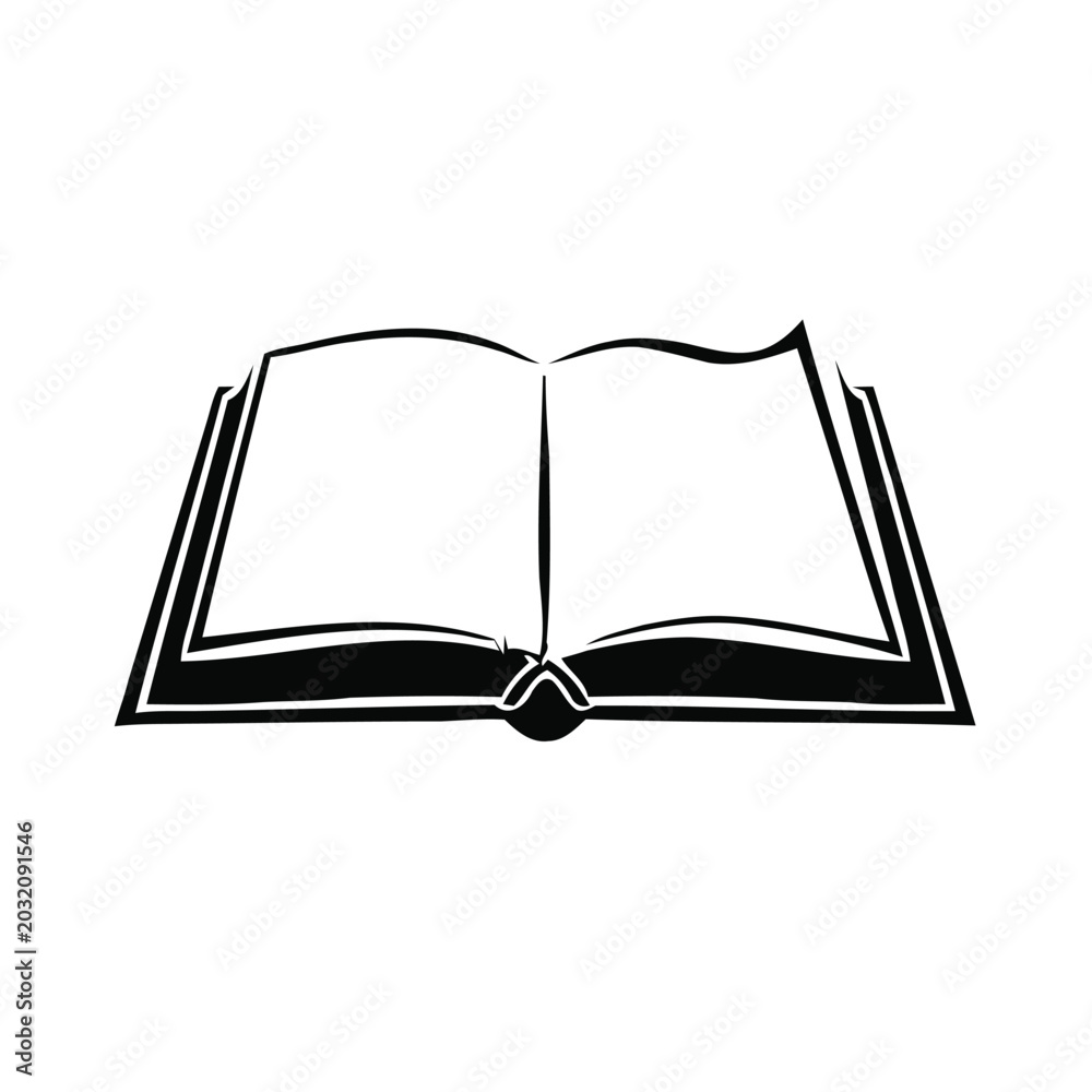 Fototapeta premium Open Book Black Vector Icon