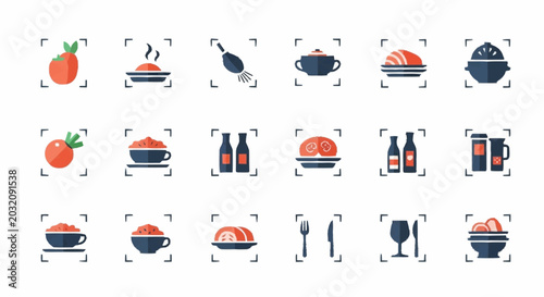 Fotografia Food and drink icons set collection.