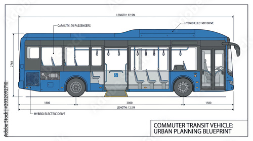 Commuter Transit Vehicle Urban Planning Blueprint