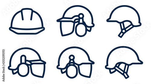Industrial Safety Helmet Icon Set