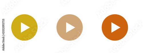 Tableau sur toile Minimalist play button icons in gradient earth tones yellow beige and orange dig
