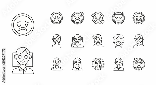Bild auf Leinwand Various Emotions on Human Faces.