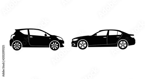 Canvastavla Car Silhouettes On White Background Modern Automotive Design