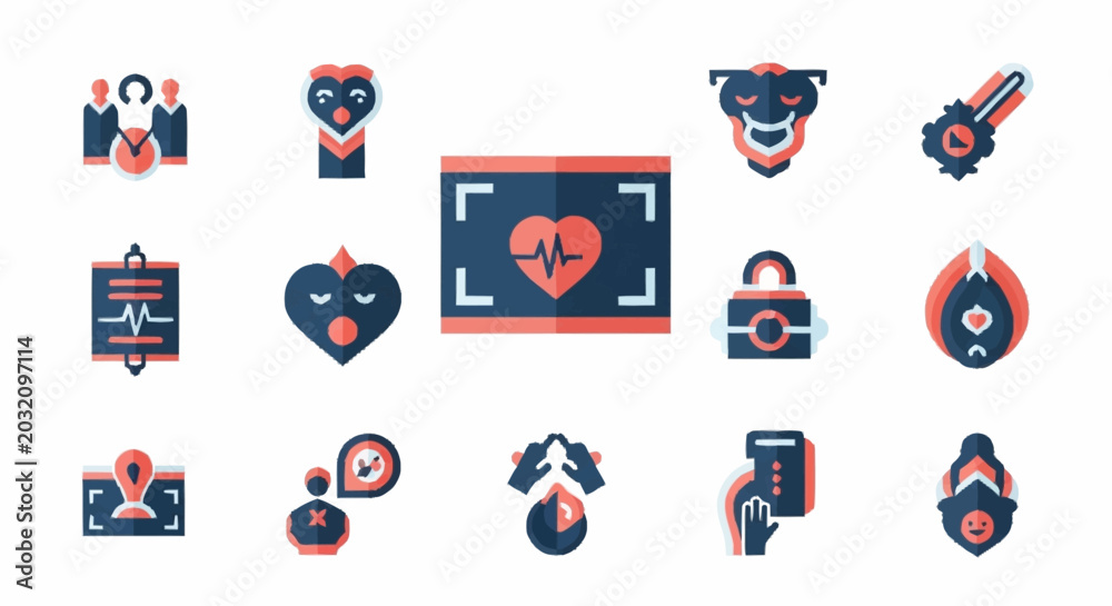 Fototapeta premium Medical health icons on white background.