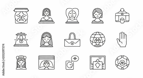 Line icons of people and security.