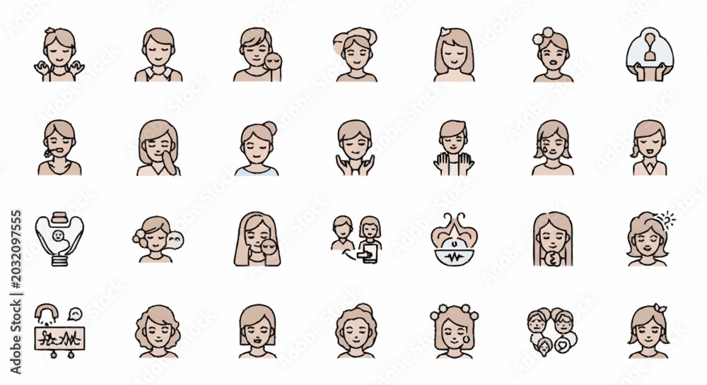 Obraz premium Cartoon faces of various people.