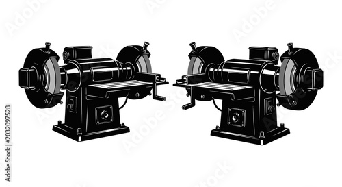 Φωτογραφία Grinding machines black silhouette on a white background