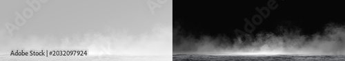 фотографія Realistic white ground fog mist set, atmospheric rising dust haze trail and cine