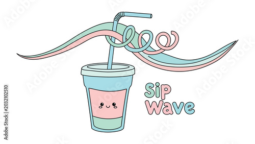 Quadro em tela Sip Wave Cute Drink