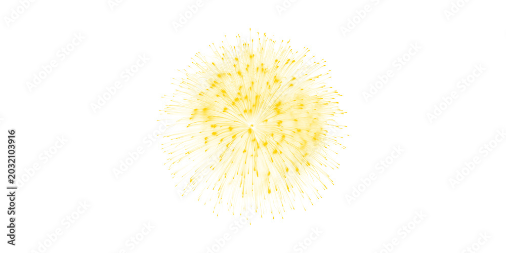 Obraz premium Isolated Yellow Dandelion Seed Head Exploding in a Burst of Fluff on White Background
