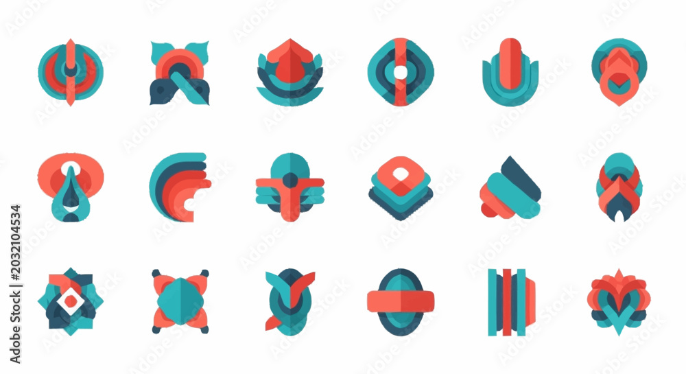 Fototapeta premium Collection of various geometric shapes icons.