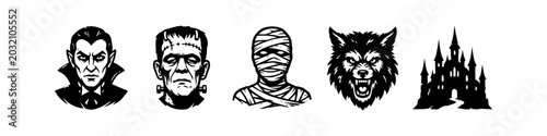 Foto Classic Halloween Monster Graphic Icon Set