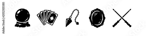 Photography Mystical Divination Hand Drawn Grunge Icon Set