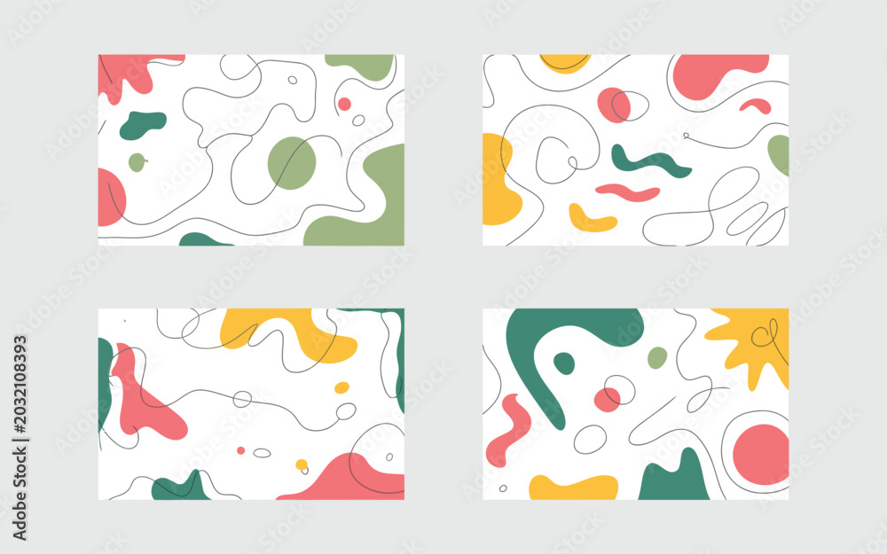 Fototapeta premium Abstract organic shapes composition with hand drawn abstract composition colorful background illustration creative