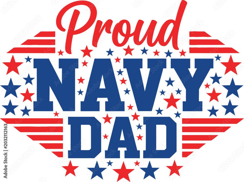 Obraz premium Proud navy dad patriotic graphic