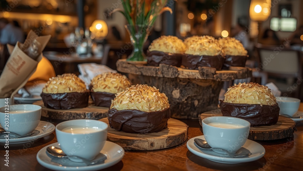 Fototapeta premium chocolate-bottomed coconut pastries