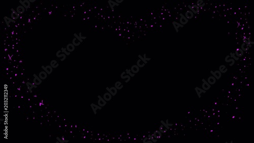 Heart fireworks made of colorful particles on a black background. Love effect with sparks and pyrotechnic flashes for overlay in 4K.