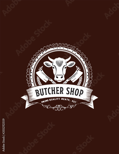 vector illustration of a cow logo for butchers shop 