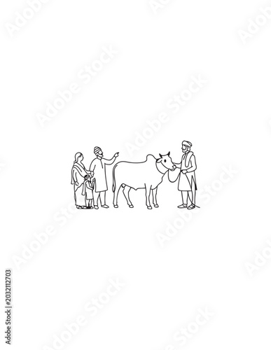 a family is buying their animal for upcoming eid ul adha