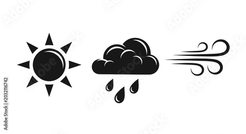 Photos Weather forecast icons set sunny rainy windy conditions symbols for climate mete