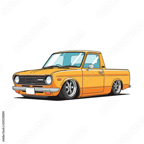 Orange classic pickup truck illustration