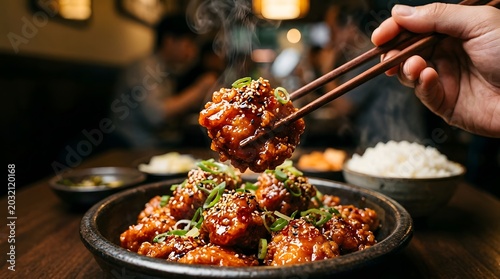 Casual Restaurant Style Korean Fried Chicken Meal Photography
