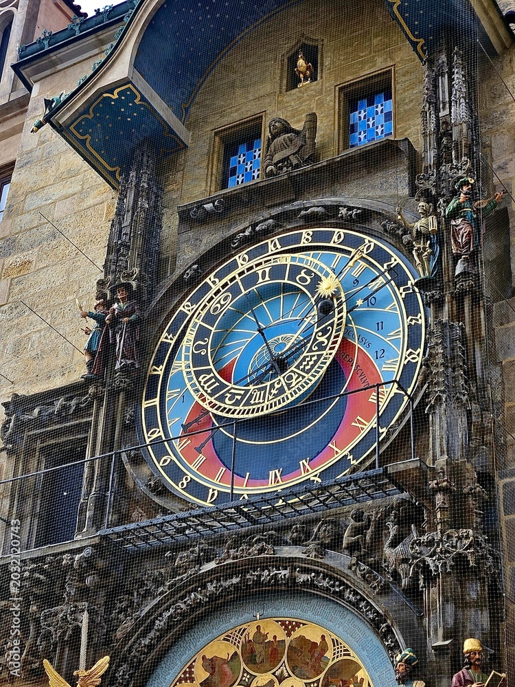 Obraz premium Prague Astronomical Clock (Orloj) in the Old part of the City, located on the Old Town Hall in Prague, Czech Republic.