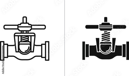 Foto Industrial valve with manual control on white background in clean line art and s