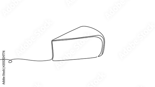 Animation of line drawing of a slice of cheese, representing snacks, culinary basics.