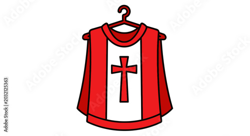 Cuadro en lienzo Red Clerical Vestment with Cross on Hanger, Religious Apparel