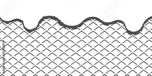 Foto A seamless vector design of a black wrought iron fence and gate featuring a geom
