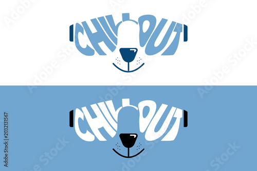 Canvas-taulu Chill out typography creative dog face sunglasses vector design