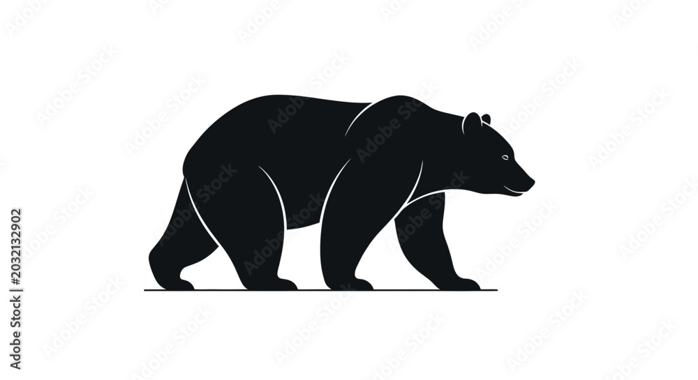 Fototapeta premium Black Bear Silhouette Vector Illustration