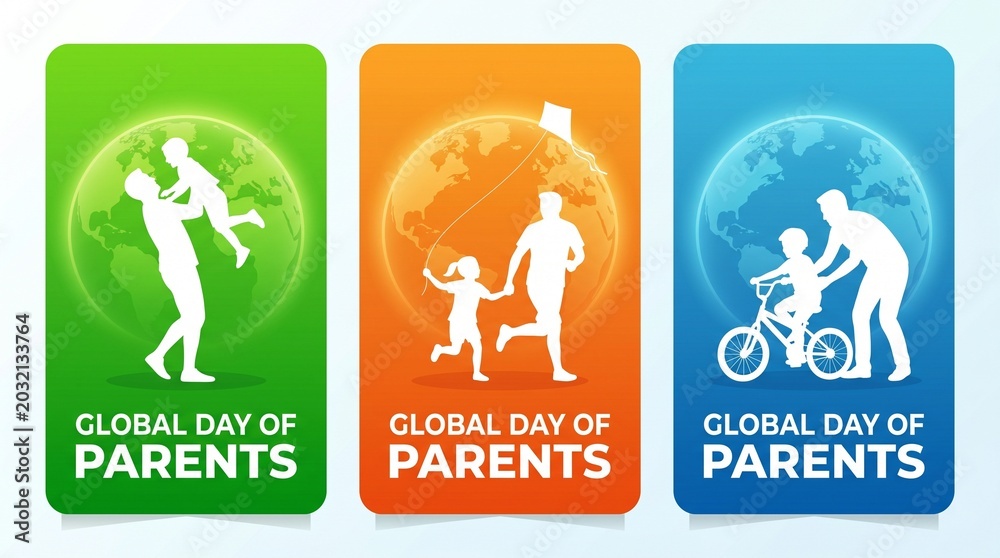 Obraz premium Global day of parents social media graphic set