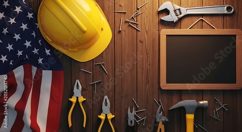 Celebrating labor day 250 years of american workers' anniversary with tools and patriotic spirit