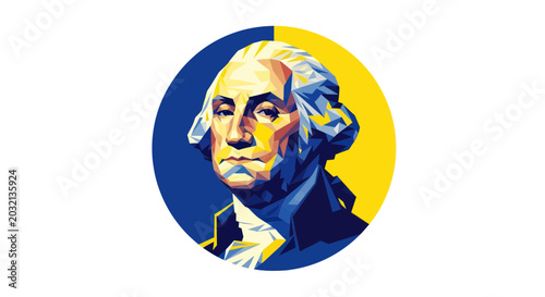 Tableau sur toile Geometric Portrait of George Washington in Circle