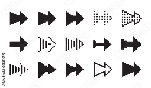 Konstfotografi Pixel art arrow collection for fast forward and skip media player controls and web design