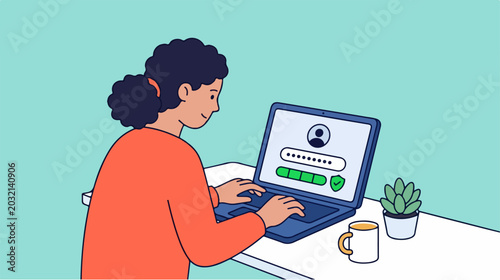 Woman Using Laptop Computer.