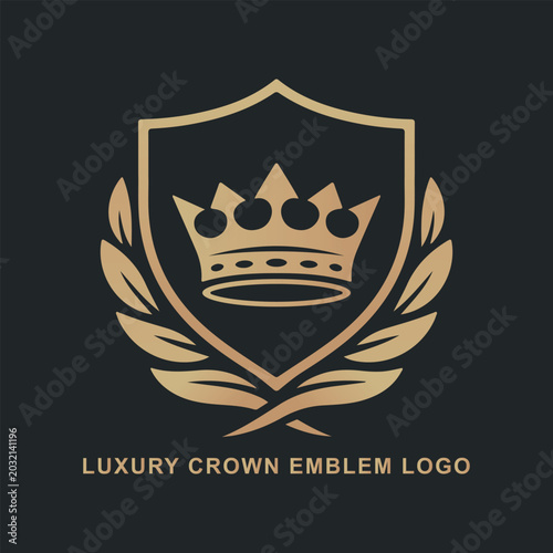 Luxury Crown Emblem Logo Design for Premium Brand, Hotel and Fashion Identity