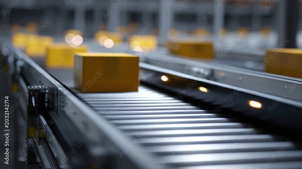 Fototapeta premium smart warehouse automation system operating without human workers autonomous sorting technology