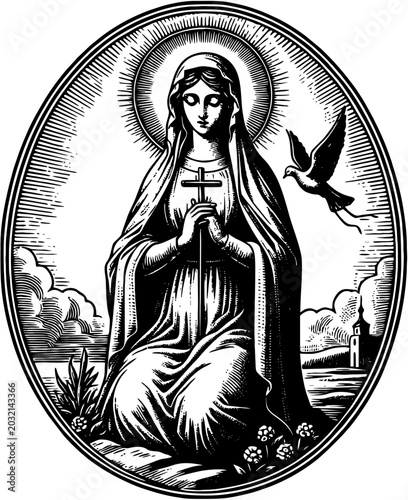 Fotografija The Virgin Mary and holy pigeon