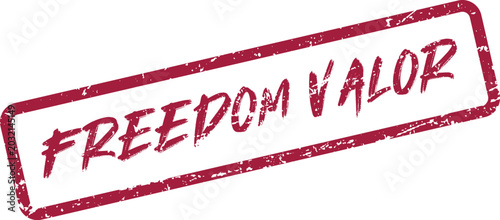 Foto Freedom Valor concept with a distressed red grunge rubber stamp impression