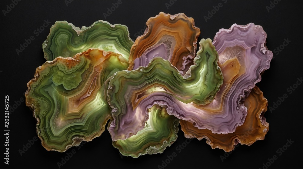 Obraz premium Abstract colorful marble swirl pattern purple green orange agate texture art