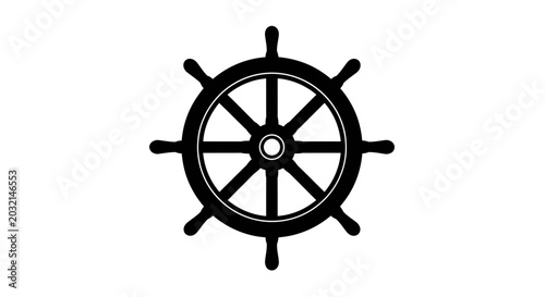 Schilderij op canvas Nautical Helm Wheel Silhouette