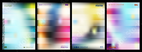 Cuadro en lienzo Abstract posters series with horizontal stripes and soft blurred colorful gradient
