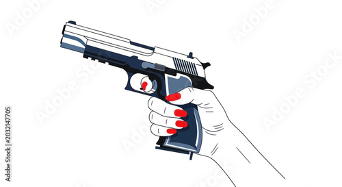 Photos Woman's Hand Holding Pistol Gun - Crime, Danger, Security Concept