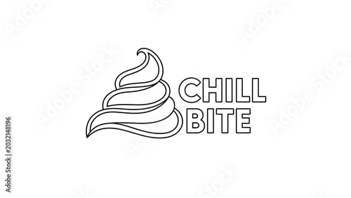 Panel kuchenny z motywem Minimalist chill bite ice cream with black line isolated on a transparent background