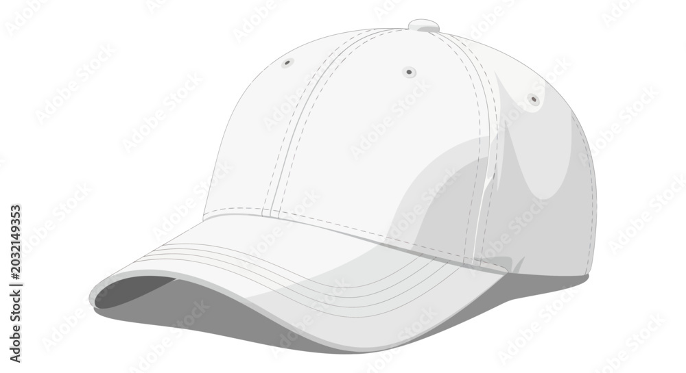Fototapeta premium Blank white baseball cap isolated on white background, mockup for design