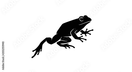 Silhouette of a frog in a minimalist style.